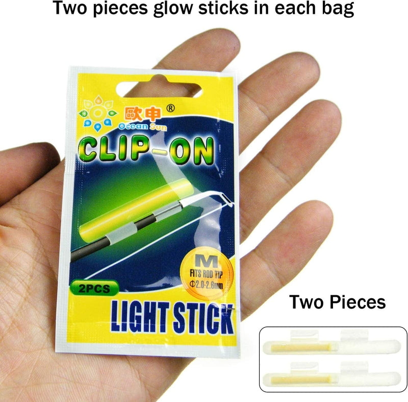 Qualyqualy Clip-On Fishing Glow Sticks for Pole, Fishing Lights for Rods, Fishing Pole Light Sticks Bulk Kit 20 Pcs (10 Packs) Sporting Goods > Outdoor Recreation > Fishing > Fishing Rods QualyQualy   