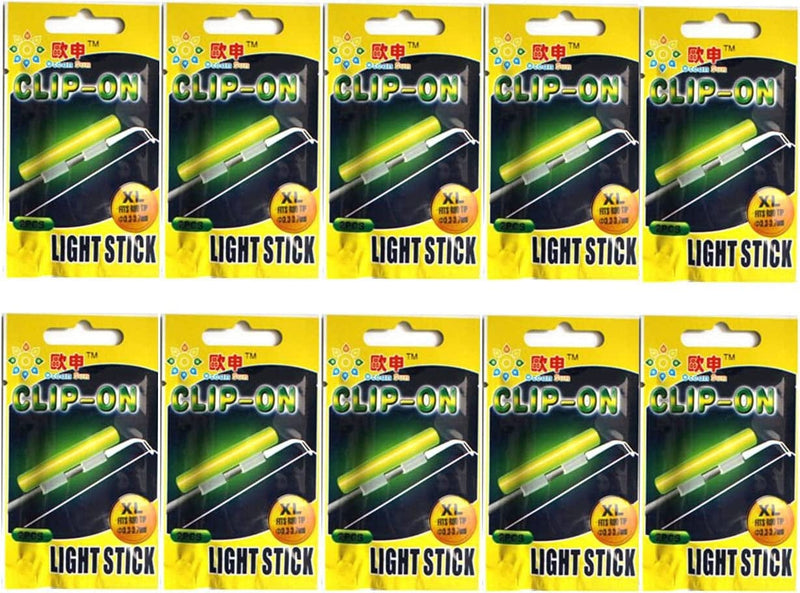 Qualyqualy Clip-On Fishing Glow Sticks for Pole, Fishing Lights for Rods, Fishing Pole Light Sticks Bulk Kit 20 Pcs (10 Packs) Sporting Goods > Outdoor Recreation > Fishing > Fishing Rods QualyQualy 10Packs Xl 3.3-3.7mm  