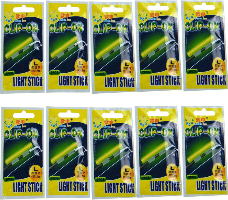 Qualyqualy Clip-On Fishing Glow Sticks for Pole, Fishing Lights for Rods, Fishing Pole Light Sticks Bulk Kit 20 Pcs (10 Packs) Sporting Goods > Outdoor Recreation > Fishing > Fishing Rods QualyQualy 10Packs L 2.7-3.2mm  