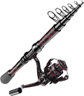 Qudrakast Fishing Rod and Reel Combos - High Carbon Fiber Telescopic Fishing Pole and 12+1 Full Metal Ultra Smooth Spinning Reel with X-Warping Pattern Design Sporting Goods > Outdoor Recreation > Fishing > Fishing Rods QudraKast Red-Only Rod & Reel 2.1M 7.02FT 