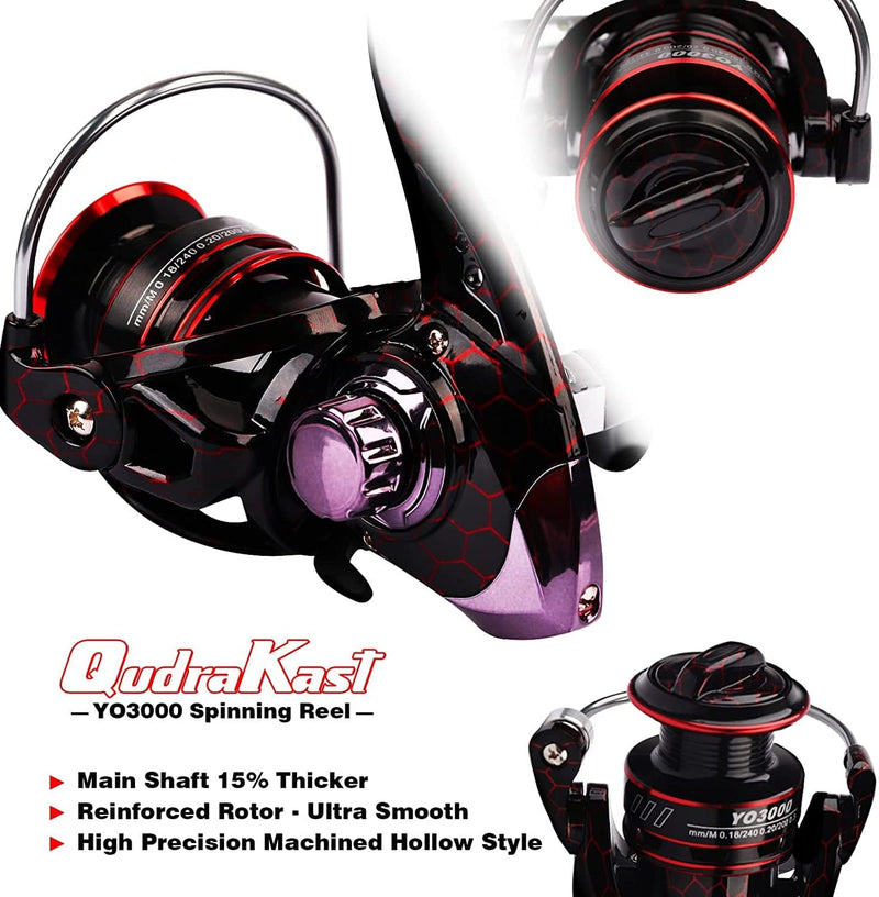 Qudrakast Fishing Rod and Reel Combos - High Carbon Fiber Telescopic Fishing Pole and 12+1 Full Metal Ultra Smooth Spinning Reel with X-Warping Pattern Design Sporting Goods > Outdoor Recreation > Fishing > Fishing Rods QudraKast   
