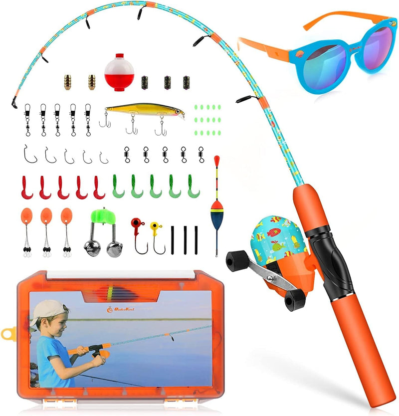 Qudrakast Kids Fishing Pole, Portable Kids Fishing Rod and Reel Combo - Melding Funny Cartoon Pattern on Rod and Reel, Perfect Fishing Kit Gift for Kids Sporting Goods > Outdoor Recreation > Fishing > Fishing Rods QudraKast A-Ocean Kingdom Set 1.2M - 3.94FT 