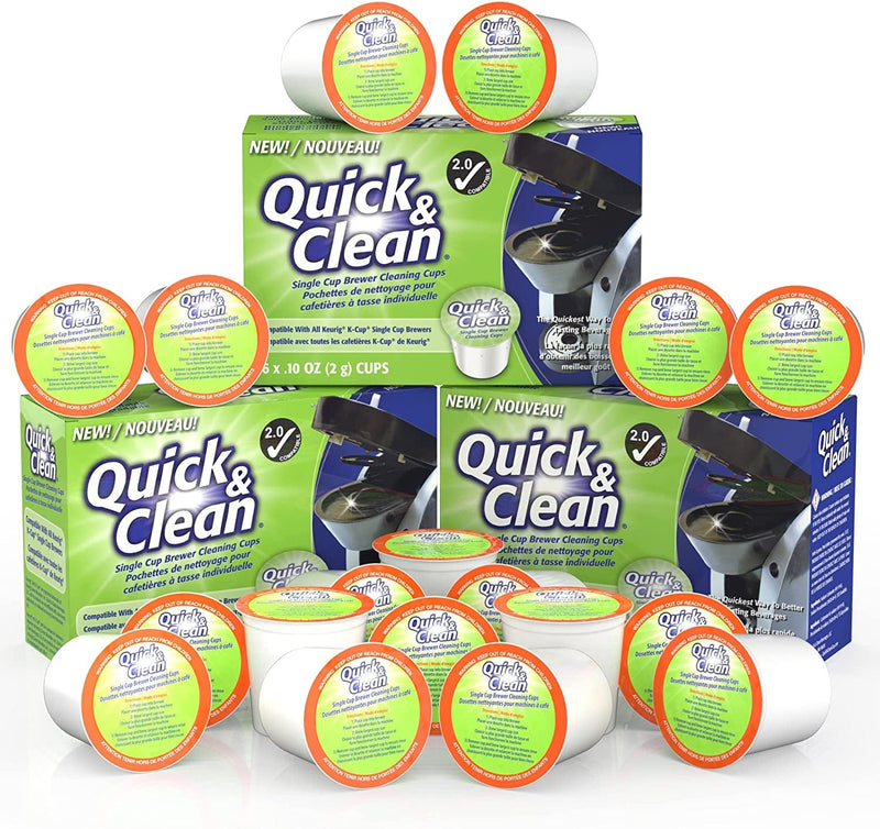 Quick & Clean 6-Pack Cleaning Cups for Keurig Machines - 2.0 Compatible, Stain Remover, Non-Toxic Home & Garden > Household Supplies > Household Cleaning Supplies Quick & Clean 18 Count (Pack of 1)  