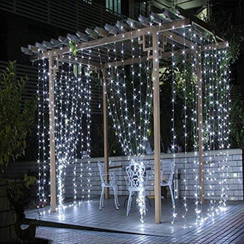 Qunlight Star 304 LED 9.8Ftx9.8Ft 30V 8 Modes,Window Curtain String Lights Wedding Party Home Garden Bedroom Outdoor Indoor Wall Decorations(Cool White) Home & Garden > Lighting > Light Ropes & Strings Qunlight   