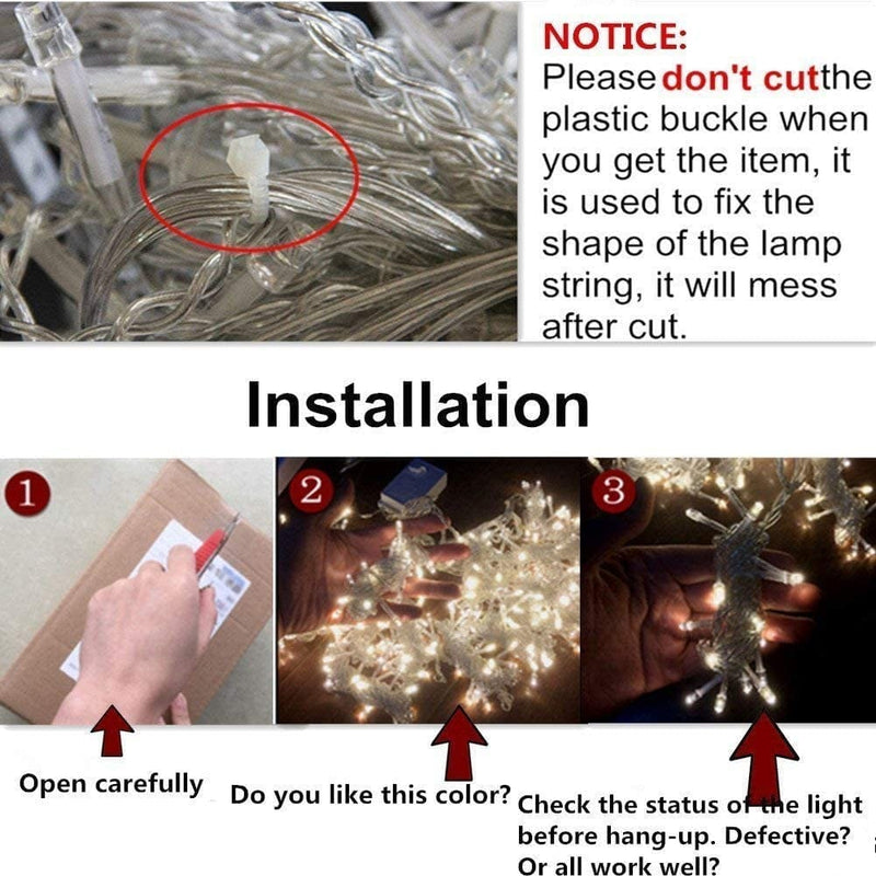 Qunlight Star 304 LED 9.8Ftx9.8Ft 30V 8 Modes,Window Curtain String Lights Wedding Party Home Garden Bedroom Outdoor Indoor Wall Decorations(Cool White) Home & Garden > Lighting > Light Ropes & Strings Qunlight   