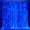 Qunlight Star 304 LED 9.8Ftx9.8Ft 30V 8 Modes,Window Curtain String Lights Wedding Party Home Garden Bedroom Outdoor Indoor Wall Decorations(Cool White) Home & Garden > Lighting > Light Ropes & Strings Qunlight Blue  