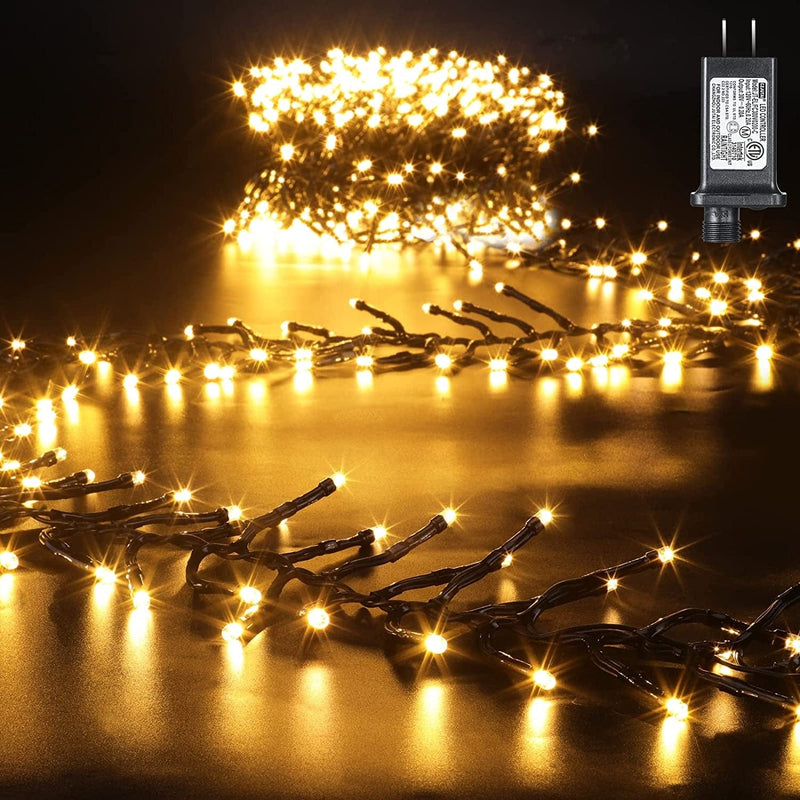 Quntis Valentines Day Decor 400 LED 13FT Fairy String Lights Plug In, Globe String Lights Indoor Outdoor for Tree Party Wedding Christmas Bedroom Decorations (8 Twinkle Mode, Connectable, Waterproof) Home & Garden > Lighting > Light Ropes & Strings Quntis Warm&White Cluster Lights  