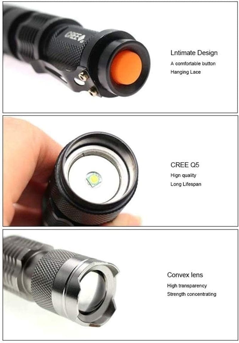 QWERBAM Adjustable Focus Mini Flashlight 2000 Lumens LED Flashlight Torch Lantern AA 14500 Torch LED Mount Torches Hardware > Tools > Flashlights & Headlamps > Flashlights QWERBAM   