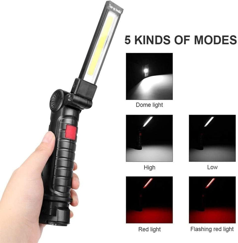 QWERBAM LED 5 Modes Lighting Flashlight with Hook Foldable Working Lamp Battery Operated Magnet Torch Lamp for Hunting Camping Torches Hardware > Tools > Flashlights & Headlamps > Flashlights QWERBAM   