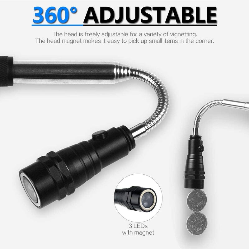 QWERBAM Portable Flashlight Flexible Head Flashlight Torch with a Magnet Telescopic Flexible LED Lamp Pick up Tool Lamp Light Torches Hardware > Tools > Flashlights & Headlamps > Flashlights QWERBAM   