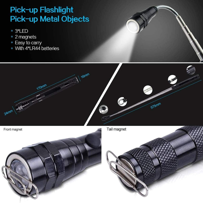 QWERBAM Portable Flashlight Flexible Head Flashlight Torch with a Magnet Telescopic Flexible LED Lamp Pick up Tool Lamp Light Torches Hardware > Tools > Flashlights & Headlamps > Flashlights QWERBAM   