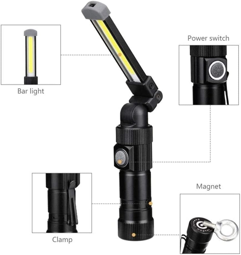 QWERBAM USB Rechargeable Flashlight Torch Portable 5-Mode Work Light Magnetic LED Lanterna Outdoor Camping Hanging Hook Lamp Torches Hardware > Tools > Flashlights & Headlamps > Flashlights QWERBAM   