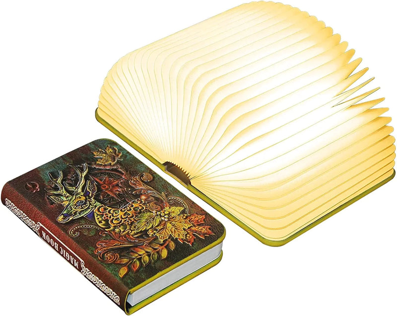 QXMGCBOK Cool Dragon Book Lamp,Folding Night Light,3D Embossed Book Light,Faux Books for Decoration,Decorative Books,Book Lovers Unique Gifts for Kids Men Boy Friends Home & Garden > Lighting > Night Lights & Ambient Lighting QXMGCBOK Green Elk Small 