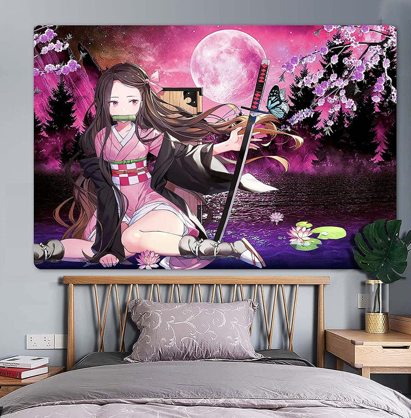 RAGING RHINO Demon Slayer Tapestry Anime Tapestry Cartoon Poster Background Tapestry Wall Hanging for Living Room College Dormitory Room Home Decoration 60X40 Inches(Butterfly Girl Demon Slayer) Home & Garden > Decor > Seasonal & Holiday Decorations RAGING RHINO   