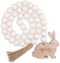 RAMIRABI Easter Wood Bead Garland with Tassels and Bunny Tag,Farmhouse Beads Rustic Country Decor Prayer Boho Beads for Tiered Tray Decorations (Pink Bunny) Home & Garden > Decor > Seasonal & Holiday Decorations RAMIRABI Natural Bunny  