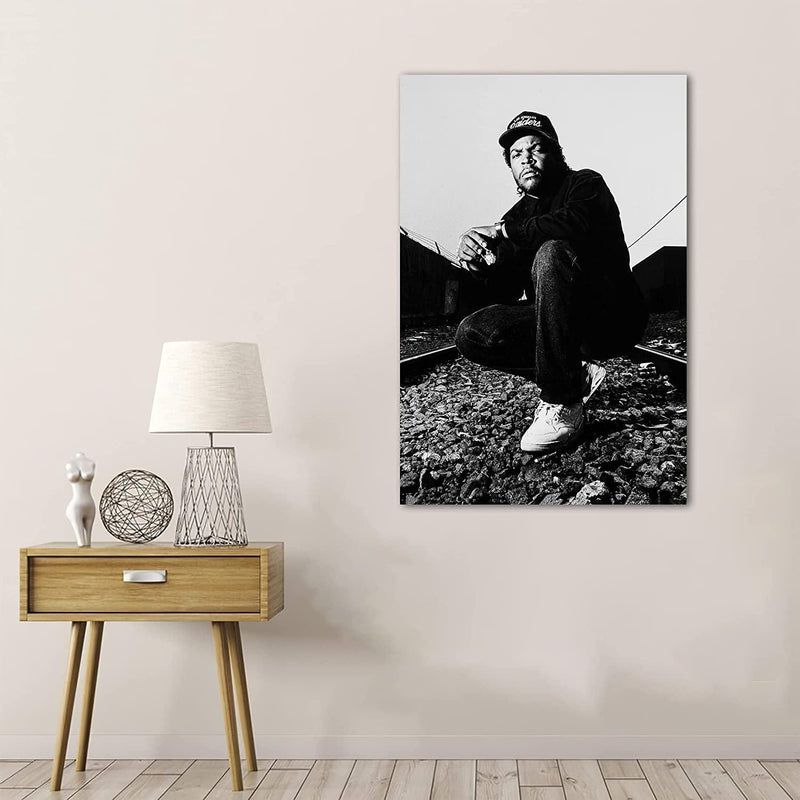 Rapper Poster Ice Cube Black and White Art Wall Canvas Pictures for Modern Room Decor Prints Unframed 12" X 18" WXHYZZ Home & Garden > Decor > Artwork > Posters, Prints, & Visual Artwork Generic   