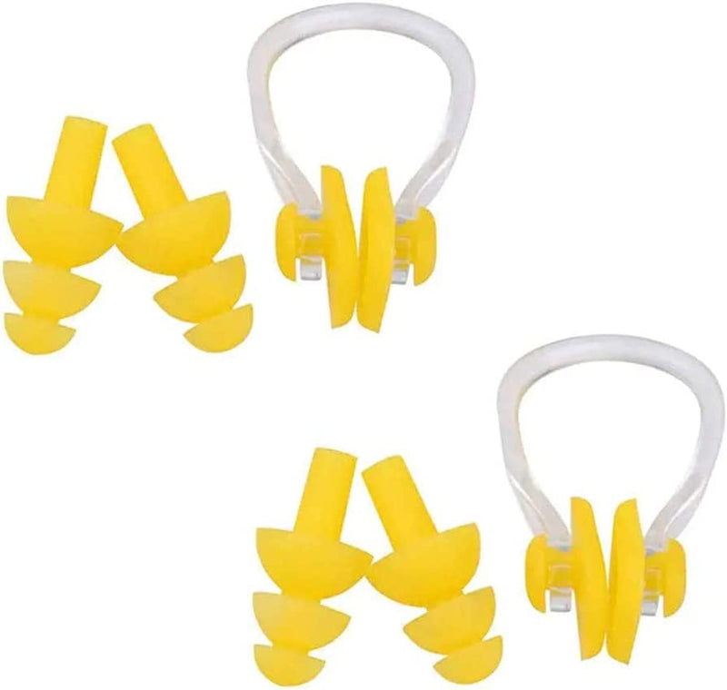 Rapstart Swimming Ear Plugs, 4 Pairs Silicone Swimming Ear Plugs with 2 Nose Clips for Swimming Showering Bathing Surfing Snorkeling and Other Water Sports, Suitable for Adults and Kids (Yellow) Sporting Goods > Outdoor Recreation > Boating & Water Sports > Swimming RapStart   