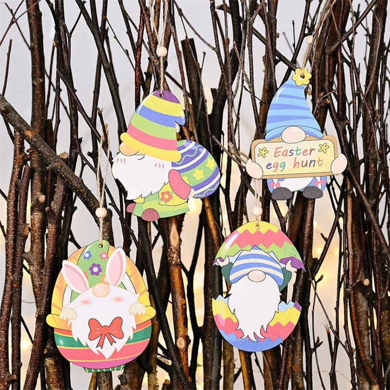Raruxxin Easter Decorations, Wooden Cartoon Doll Print Pendant Kid Festival Gift Photo Props, 4Pcs Home & Garden > Decor > Seasonal & Holiday Decorations Raruxxin   