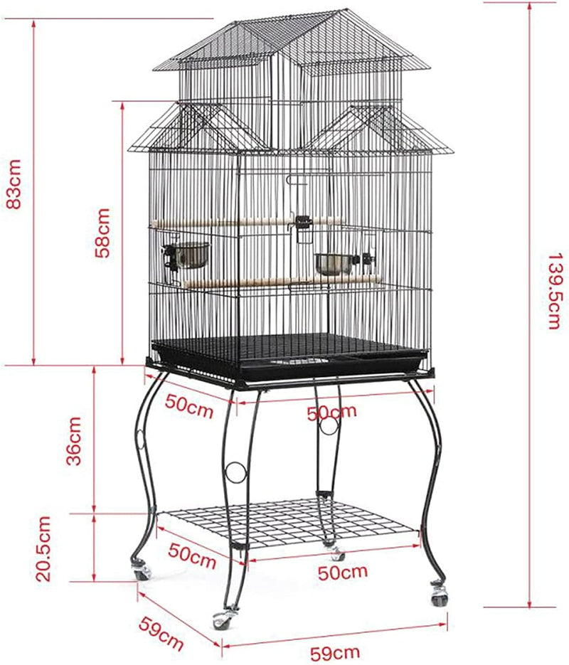 RAZZUM Large Bird Cage Bird Cage Accessories Bird House Outdoor Large Birdcage Cockatoo Canary Parrot Macaw Cage with 4 Casters Parrot Cage