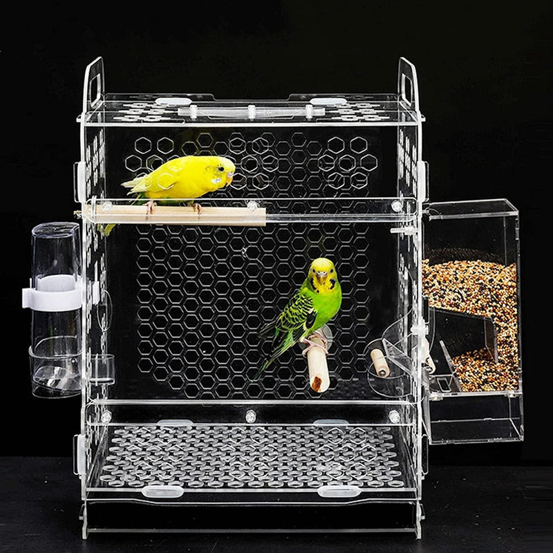 RAZZUM Large Bird Cage Pet Bird Cage Acrylic Breathable Bird House Parrot Tiger Skin Breeding Cage with Bird Accessories Cage Parrot Cage Animals & Pet Supplies > Pet Supplies > Bird Supplies > Bird Cages & Stands RAZZUM Set Meal  