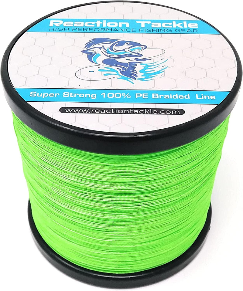 Reaction Tackle Braided Fishing Line - Pro Grade Power Performance for Saltwater or Freshwater - Colored Diamond Braid for Extra Visibility Sporting Goods > Outdoor Recreation > Fishing > Fishing Lines & Leaders Reaction Tackle Hi Vis Green 50 LB (1000 yards) 