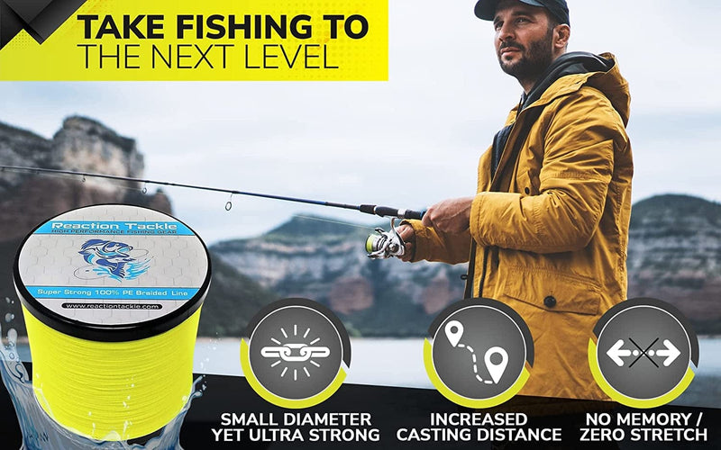 Reaction Tackle Braided Fishing Line - Pro Grade Power Performance for Saltwater or Freshwater - Colored Diamond Braid for Extra Visibility Sporting Goods > Outdoor Recreation > Fishing > Fishing Lines & Leaders Reaction Tackle   