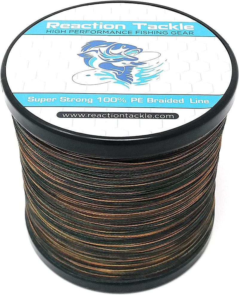 Reaction Tackle Braided Fishing Line - Pro Grade Power Performance for Saltwater or Freshwater - Colored Diamond Braid for Extra Visibility Sporting Goods > Outdoor Recreation > Fishing > Fishing Lines & Leaders Reaction Tackle Green Camouflage 8 LB (150 yards) 