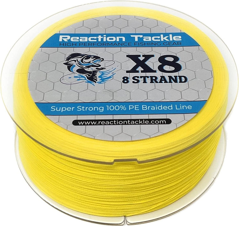 Reaction Tackle Braided Fishing Line - Pro Grade Power Performance for Saltwater or Freshwater - Colored Diamond Braid for Extra Visibility Sporting Goods > Outdoor Recreation > Fishing > Fishing Lines & Leaders Reaction Tackle X8 Hi Vis Yellow 200 LB (300 yards) 