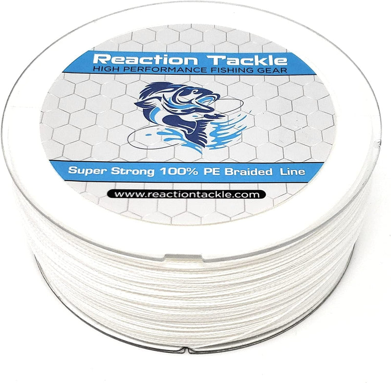 Reaction Tackle Braided Fishing Line - Pro Grade Power Performance for Saltwater or Freshwater - Colored Diamond Braid for Extra Visibility Sporting Goods > Outdoor Recreation > Fishing > Fishing Lines & Leaders Reaction Tackle White 15 LB (500 yards) 
