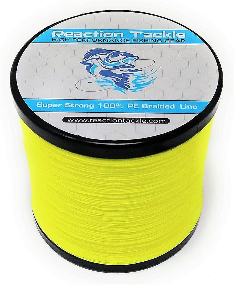 Reaction Tackle Braided Fishing Line - Pro Grade Power Performance for Saltwater or Freshwater - Colored Diamond Braid for Extra Visibility Sporting Goods > Outdoor Recreation > Fishing > Fishing Lines & Leaders Reaction Tackle Hi Vis Yellow 6 LB (300 yards) 