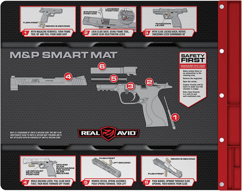 Real Avid Handgun Smart Mat - 19X16", Universal Pistol, Glock, 1911, and M&P (Select Your Style) Gun Cleaning Mat, Red Parts Tray Sporting Goods > Outdoor Recreation > Winter Sports & Activities Real Avid For S&W M&P  