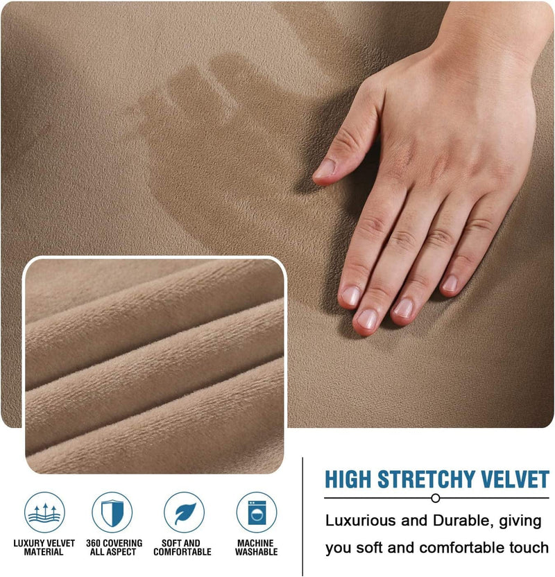 Real Velvet Futon Cover Armless Sofa Covers Sofa Bed Covers Stretch Futon Couch Cover Sofa Slipcover Furniture Protector Feature Thick Soft Cozy Velvet Fabric Form Fitted Stay in Place, Camel Home & Garden > Decor > Chair & Sofa Cushions H.VERSAILTEX   