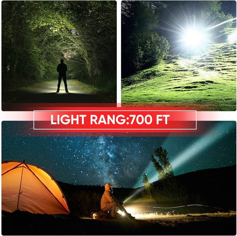Rechargeable LED Flashlight, Handheld Spotlight - High Lumen Torch, Portable Outdoor Water Resistant Light, USB Rechargeable, 4 Light Modes, Best Camping, Outdoor, Emergency, Everyday Flashlights