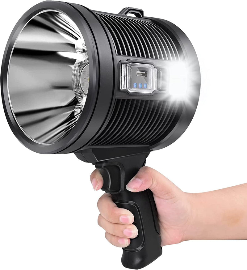 Rechargeable Spotlight Flashlights 90000 High Lumens, Super Bright Solar Spot Light with 6 Modes, 4 Color Light, IPX6 Waterproof Flashlight, Large Searchlight for Camping, Boating, Hiking, Fishing Home & Garden > Lighting > Flood & Spot Lights Nextood-factory Large  