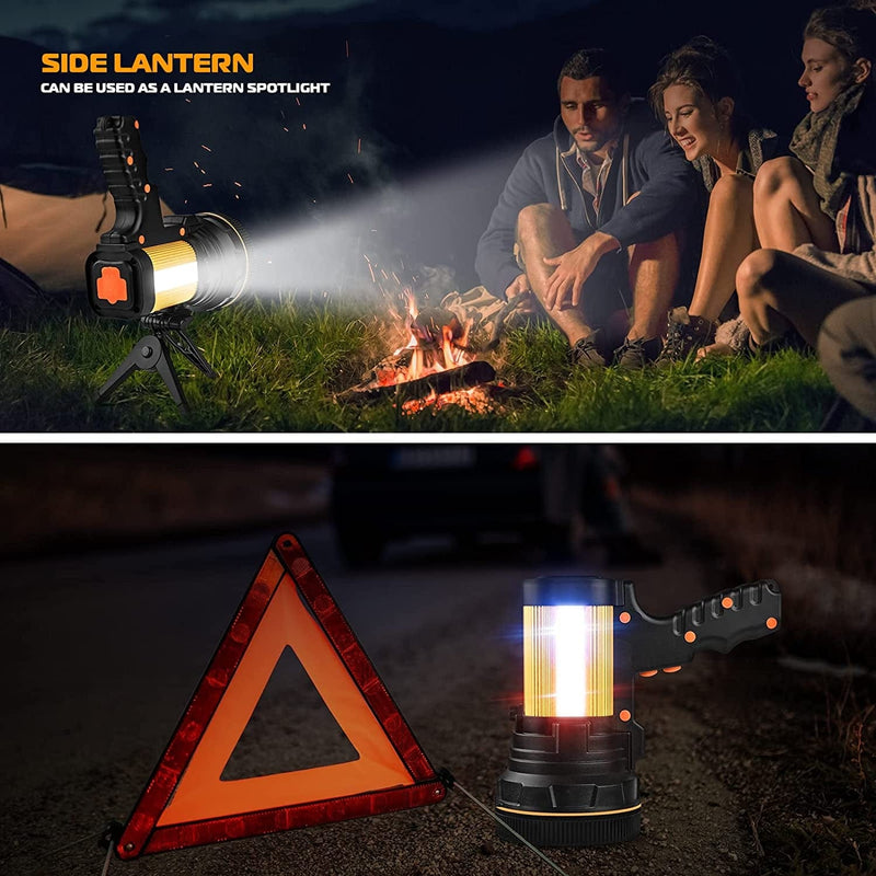 Rechargeable Spotlight,Super Bright LED Searchlight Handheld,And Flood Camping Spotlight with Foldable Tripod with USB Output Function IPX4 Waterproof (Golden) Home & Garden > Lighting > Flood & Spot Lights Diskap   
