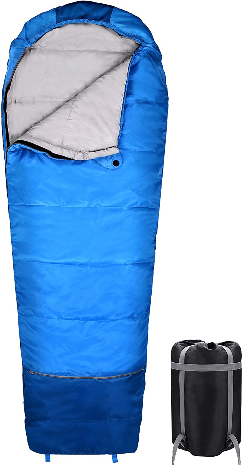 REDCAMP Kids Mummy Sleeping Bag for Camping, 3 Season Cold Weather Sleeping Bag Fit Boys,Girls & Teens, Blue/Rose Red Sporting Goods > Outdoor Recreation > Camping & Hiking > Sleeping Bags REDCAMP Blue with 86.6*31.5"  