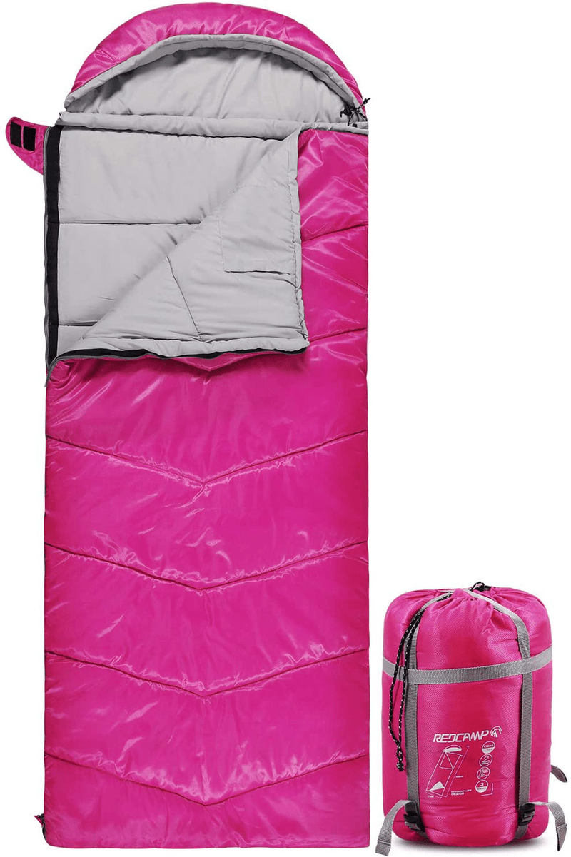 REDCAMP Kids Mummy Sleeping Bag for Camping, 3 Season Cold Weather Sleeping Bag Fit Boys,Girls & Teens, Blue/Rose Red Sporting Goods > Outdoor Recreation > Camping & Hiking > Sleeping Bags REDCAMP Rose Red with 3lbs Filling  