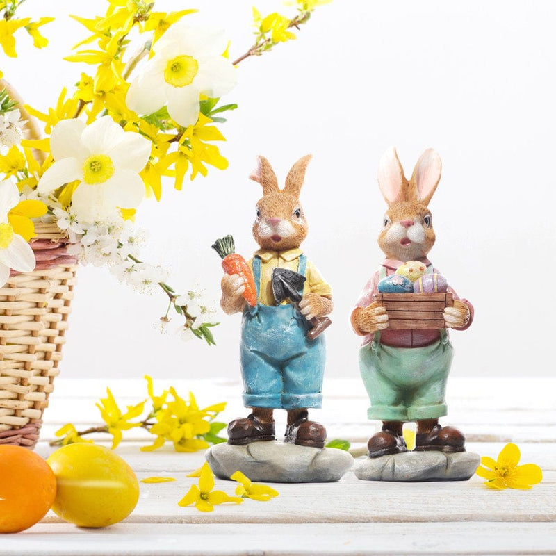 Resin Easter Bunny Table Decorations for the Home, Figurines Gifts for Kids Garden Spring Decor 2Pcs 6.5" Home & Garden > Decor > Seasonal & Holiday Decorations Aivanart   