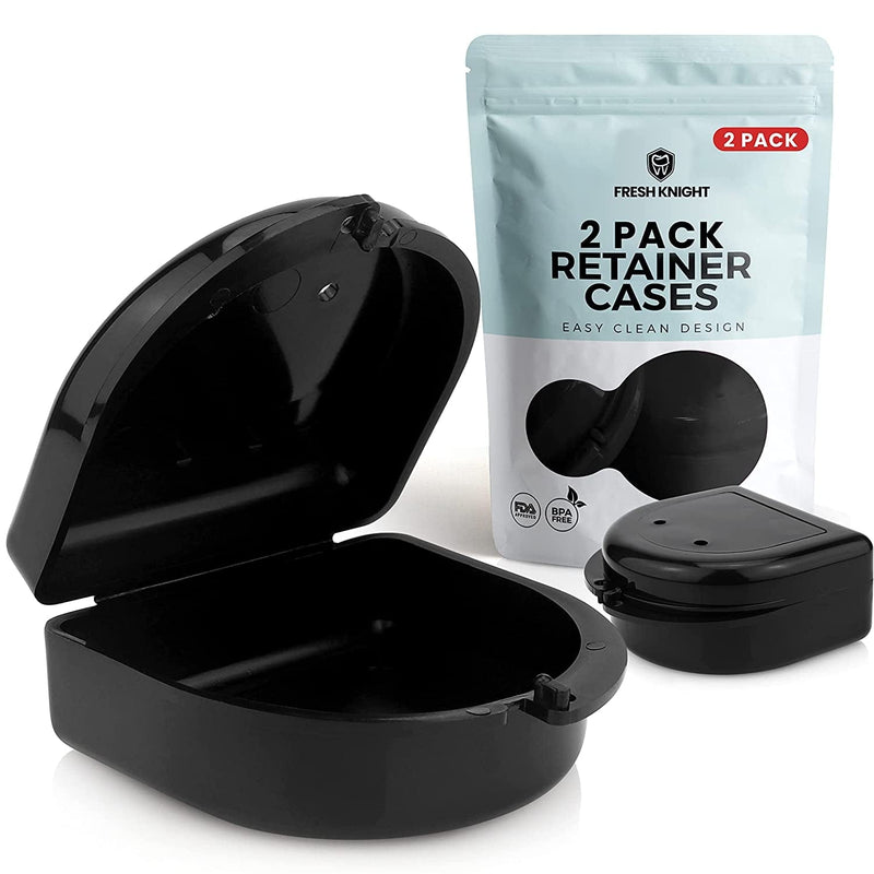 Retainer Cleaner and 2-Pack Retainer Case (Black) Perfect for Cleaning and Protecting Dental Appliance, Retainer, Mouth Guard, Clear Aligners, Fresh Knight Home & Garden > Household Supplies > Household Cleaning Supplies FRESH KNIGHT   