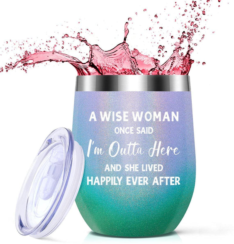 Retirement Gifts for Women 2022- Best Female Retirement Party Decorations - Unique Going Away Gift for Coworker, Friends, Funny Retired Gifts for Teacher, Nurses, Mom, Her, 12Oz Wine Tumbler Home & Garden > Decor > Seasonal & Holiday Decorations MASGALACC   