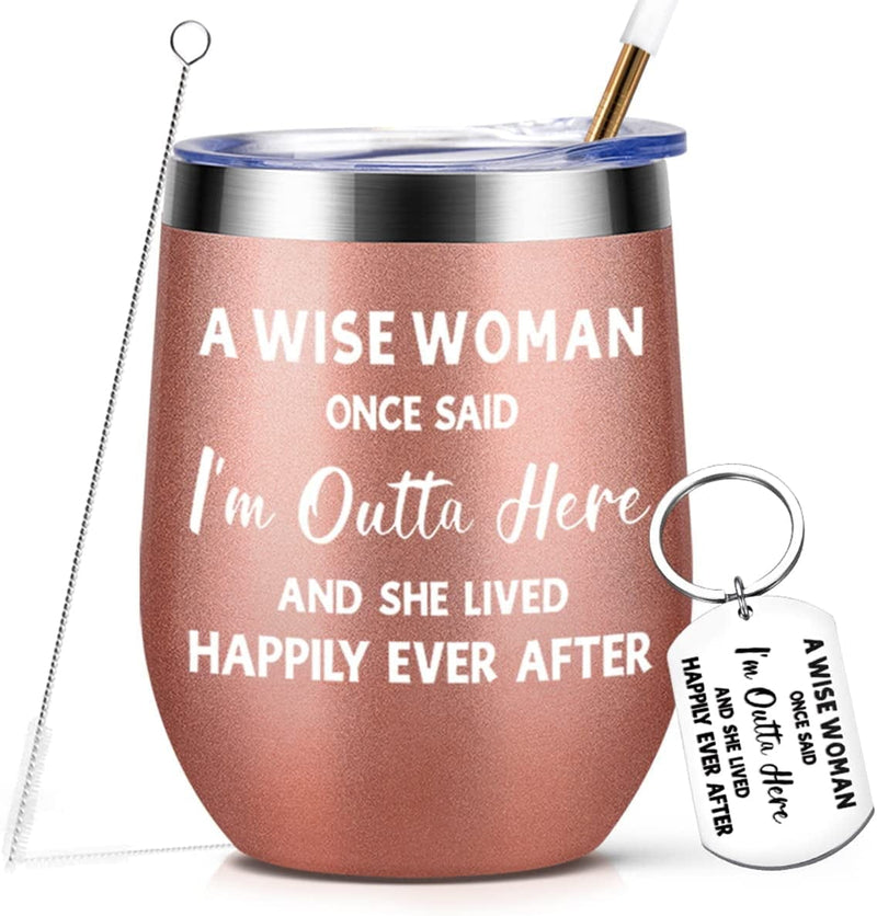Retirement Gifts for Women 2022- Best Female Retirement Party Decorations - Unique Going Away Gift for Coworker, Friends, Funny Retired Gifts for Teacher, Nurses, Mom, Her, 12Oz Wine Tumbler Home & Garden > Decor > Seasonal & Holiday Decorations MASGALACC OUTTA HERE-B  