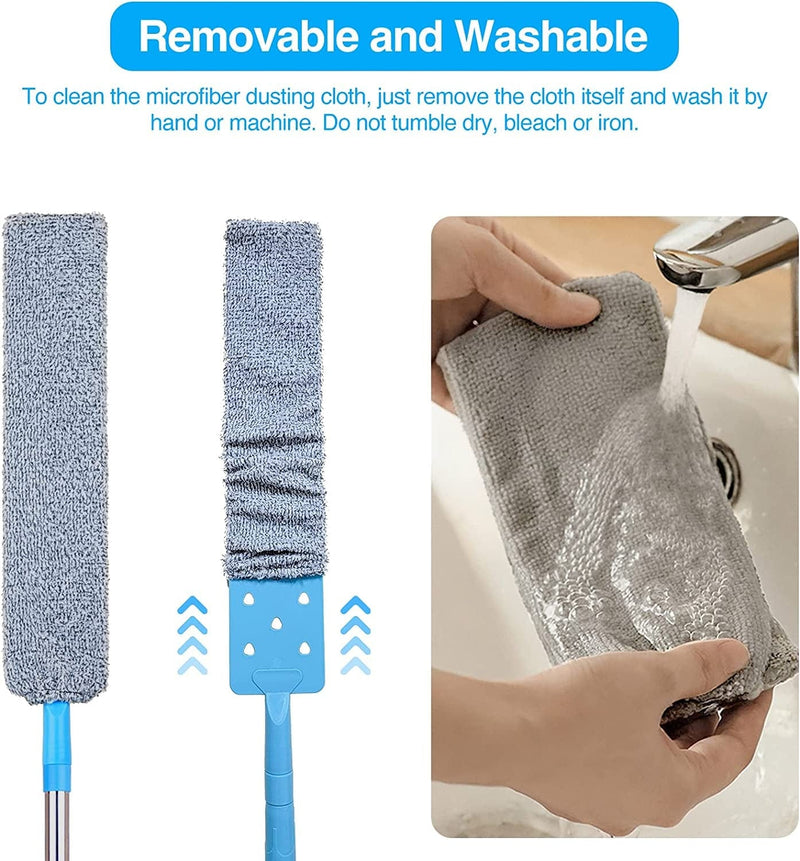 Retractable Dust Cleaner , Flexible Microfiber Duster for Crevices under Furniture and Appliance, 44"~62" Long Duster, Dry and Wet Dust Brush with 2 Microfiber Dusting Cloths Home & Garden > Household Supplies > Household Cleaning Supplies TERPINK   