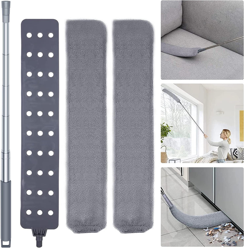 Retractable Gap Dust Cleaner Cleaning Tools with 2 Microfiber Dusting Cloths Long Handle 60Inches Washable and Retractable Duster Brush for Cleaning under Appliances Furniture Couch Fridge Home & Garden > Household Supplies > Household Cleaning Supplies AURUZA   