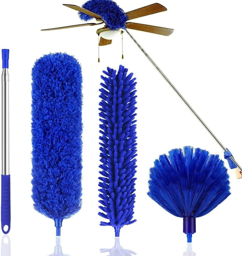 Retractable Gap Dust Cleaner under Appliance Microfiber Duster Dust Brush with Extension Pole (36 to 55 Inches) Cleaning Duster for Bed High Ceilings Furniture Bottom Household Gap Duster Home & Garden > Household Supplies > Household Cleaning Supplies ARAINY 3PC Duster Kit BLUE  
