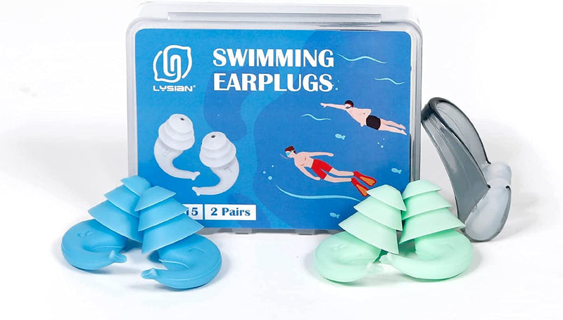 Reusable Swimmer Earplugs for Adult 2 Pairs with Nose Clip, Waterproof Silicone Ear Plugs for Swimming,Showering,Surfing and Sleeping Sporting Goods > Outdoor Recreation > Boating & Water Sports > Swimming LYSIAN Shark Tail  