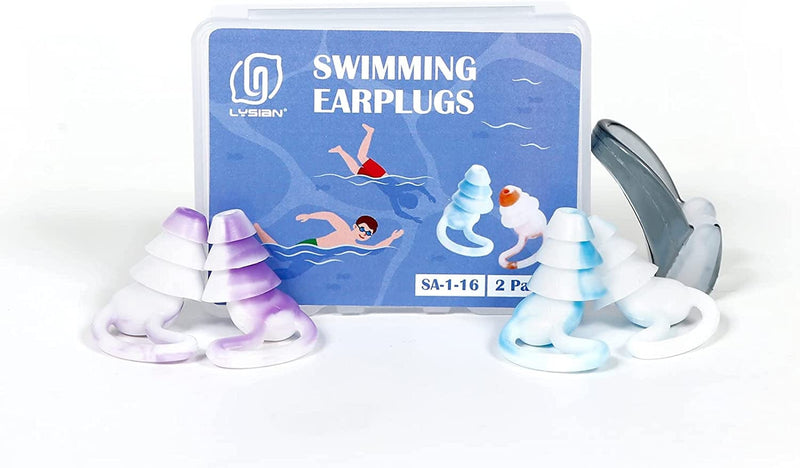 Reusable Swimmer Earplugs for Adult 2 Pairs with Nose Clip, Waterproof Silicone Ear Plugs for Swimming,Showering,Surfing and Sleeping Sporting Goods > Outdoor Recreation > Boating & Water Sports > Swimming LYSIAN Ring Tail  