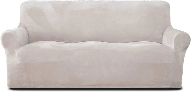 RHF Velvet-Sofa Slipcover, Stretch Couch Covers for 3 Cushion Couch-Couch Covers for Sofa-Sofa Covers for Living Room,Couch Covers for Dogs, Sofa Slipcover,Couch Slipcover(Beige-Sofa) Home & Garden > Decor > Chair & Sofa Cushions Rose Home Fashion Beige Extra Wide Sofa 