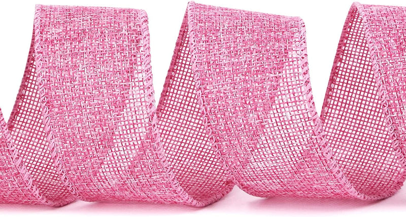 Ribbli Pink Burlap Valentine'S Day Wired Ribbon,1-1/2 Inch X 10 Yard,Easter Wired Edge Ribbon for Big Bow,Wreath,Tree Decoration,Outdoor Decoration