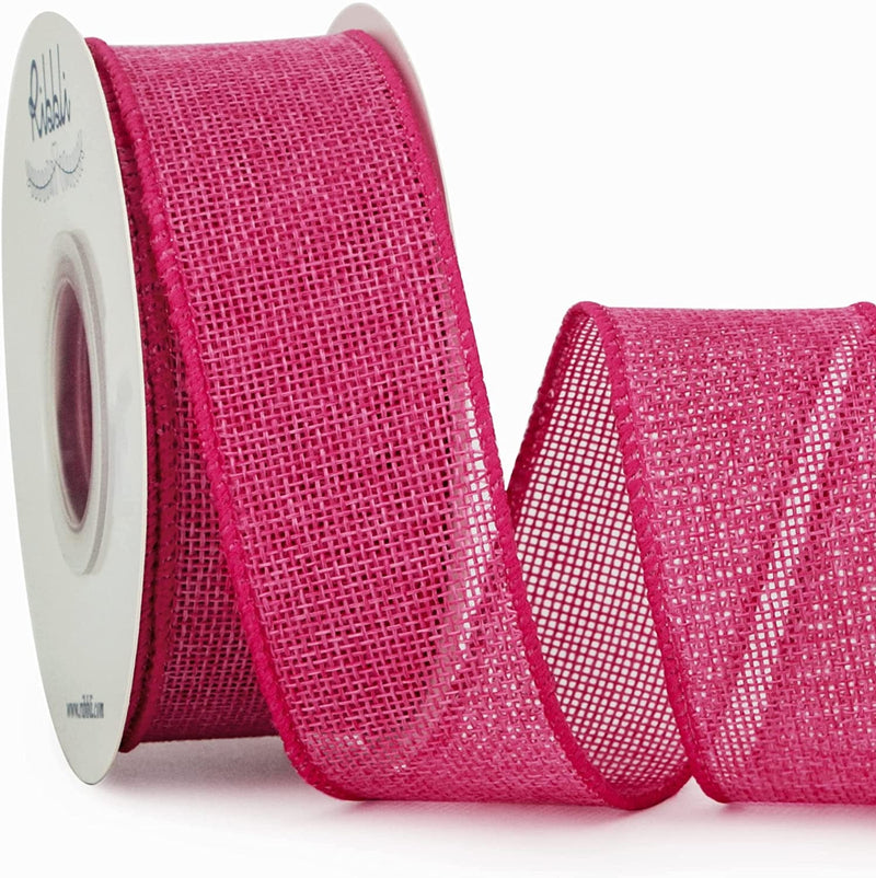 Ribbli Pink Burlap Valentine'S Day Wired Ribbon,1-1/2 Inch X 10 Yard,Easter Wired Edge Ribbon for Big Bow,Wreath,Tree Decoration,Outdoor Decoration Home & Garden > Decor > Seasonal & Holiday Decorations Ribbli Hot Pink  
