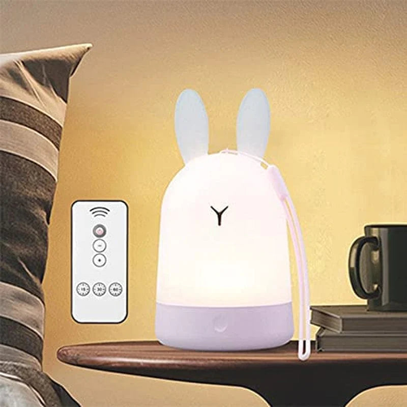 Riverlux Cute Bunny Night Light,Child Night Light,Dimmable Touch Lamp with Remote Control and Timer,Rechargeable Night Light for Kids,Usb Lantern Night Light,Gift Ideas
